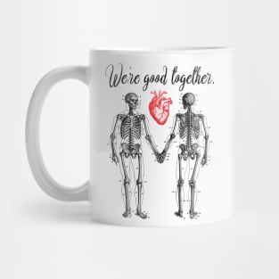 Skeletons Holding Hands and Heart Valentine Mug